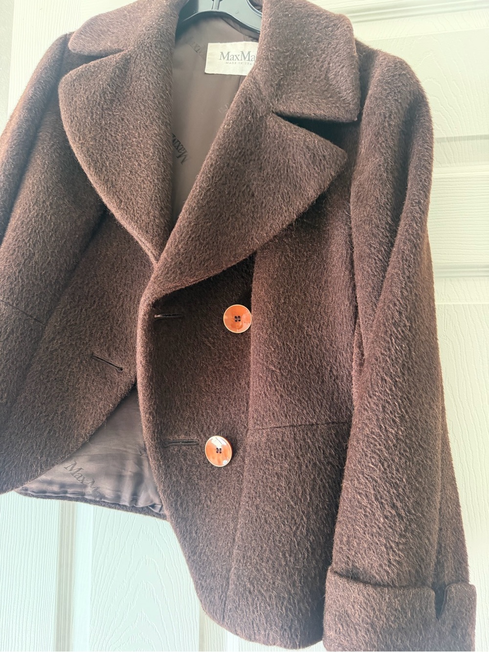 MaxMara Chocolate Brown Short Peacoat - Picture 7 of 8